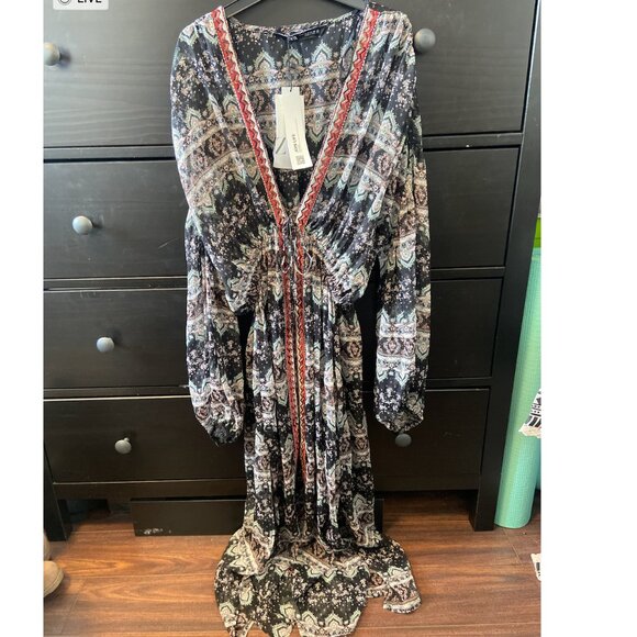 Zara Embroidered Sheer Boho Kaftan Robe - S - Picture 2 of 3